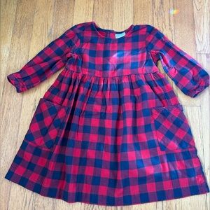 Hanna Andersson Red and Blue Plaid Flannel Kids Dress